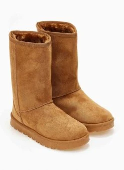 The Fashion Project Μποτάκια με γούνα - Κάμελ -The Fashion Project κατάστημα mpotakia apres ski me sunthetiki gouna 108223 bh8o