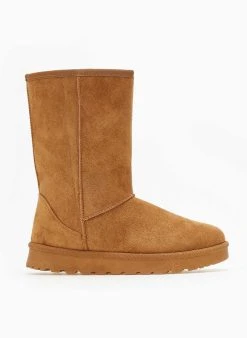 The Fashion Project Μποτάκια με γούνα - Κάμελ -The Fashion Project κατάστημα mpotakia apres ski me sunthetiki gouna 108223 e7xa