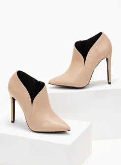 The Fashion Project Μποτάκια αστραγάλου με ασύμμετρο σχέδιο - Μπεζ -The Fashion Project κατάστημα mpotakia astragalou me asummetro sxedio 105756 rsk2