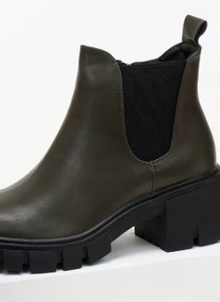 The Fashion Project Μποτάκια αστραγάλου με Chunky σόλα - Λαδί -The Fashion Project κατάστημα mpotakia astragalou me chunky sola 106094 regy