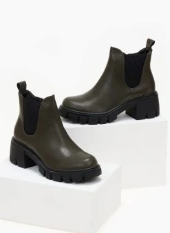 The Fashion Project Μποτάκια αστραγάλου με Chunky σόλα - Λαδί -The Fashion Project κατάστημα mpotakia astragalou me chunky sola 106094 vc20