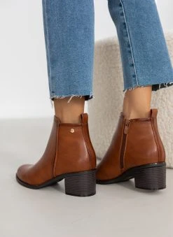 The Fashion Project Μποτάκια αστραγάλου με εξωτερική ραφή - Ταμπά -The Fashion Project κατάστημα mpotakia astragalou me ekswteriki rafi 106154 5aii