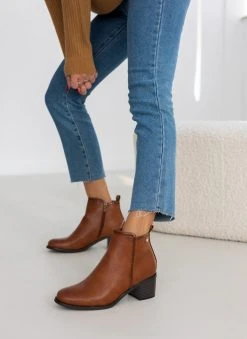 The Fashion Project Μποτάκια αστραγάλου με εξωτερική ραφή - Ταμπά -The Fashion Project κατάστημα mpotakia astragalou me ekswteriki rafi 106154 c7ka