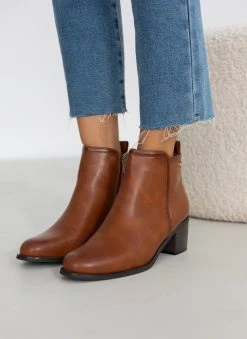 The Fashion Project Μποτάκια αστραγάλου με εξωτερική ραφή - Ταμπά