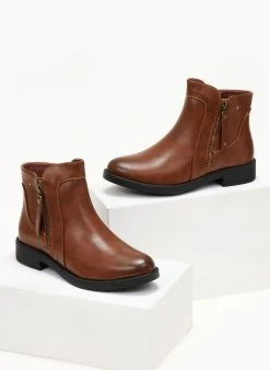 The Fashion Project Μποτάκια αστραγάλου με εξωτερικό φερμουάρ - Ταμπά -The Fashion Project κατάστημα mpotakia astragalou me ekswteriko fermouar 105834 90bv