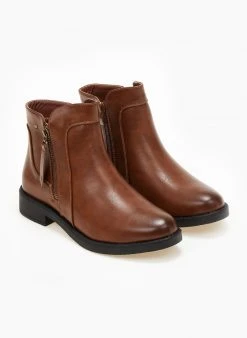 The Fashion Project Μποτάκια αστραγάλου με εξωτερικό φερμουάρ - Ταμπά -The Fashion Project κατάστημα mpotakia astragalou me ekswteriko fermouar 105834 o2tv