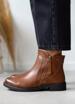 The Fashion Project Μποτάκια αστραγάλου με εξωτερικό φερμουάρ - Ταμπά