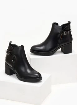 The Fashion Project Μποτάκια αστραγάλου με εξωτερικό φερμουάρ - Μαύρο -The Fashion Project κατάστημα mpotakia astragalou me ekswteriko fermouar 105899 cjf0
