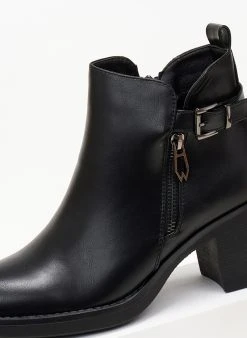 The Fashion Project Μποτάκια αστραγάλου με εξωτερικό φερμουάρ - Μαύρο -The Fashion Project κατάστημα mpotakia astragalou me ekswteriko fermouar 105899 hk6y