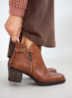 The Fashion Project Μποτάκια αστραγάλου με εξωτερικό φερμουάρ - Ταμπά -The Fashion Project κατάστημα mpotakia astragalou me ekswteriko fermouar 105900 s9to