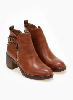 The Fashion Project Μποτάκια αστραγάλου με εξωτερικό φερμουάρ - Ταμπά -The Fashion Project κατάστημα mpotakia astragalou me ekswteriko fermouar 105900 ufyf