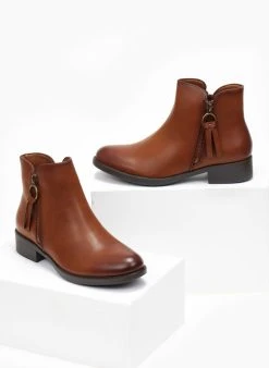 The Fashion Project Μποτάκια αστραγάλου με εξωτερικό φερμουάρ - Ταμπά -The Fashion Project κατάστημα mpotakia astragalou me ekswteriko fermouar 108465 ipy7