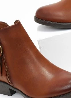 The Fashion Project Μποτάκια αστραγάλου με εξωτερικό φερμουάρ - Ταμπά -The Fashion Project κατάστημα mpotakia astragalou me ekswteriko fermouar 108465 mxio