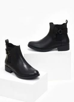 The Fashion Project Μποτάκια αστραγάλου με λάστιχο - Μαύρο -The Fashion Project κατάστημα mpotakia astragalou me lastixo 108456 y5f5