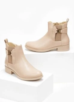 The Fashion Project Μποτάκια αστραγάλου με λάστιχο - Μπεζ -The Fashion Project κατάστημα mpotakia astragalou me lastixo 108457 ra4t