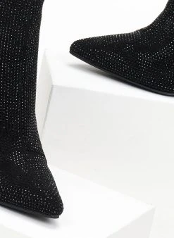 The Fashion Project Μποτάκια αστραγάλου με Strass - Μαύρο -The Fashion Project κατάστημα mpotakia astragalou me strass 107065 7bdo