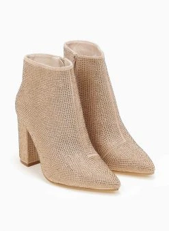 The Fashion Project Μποτάκια αστραγάλου με Strass - Χρυσό -The Fashion Project κατάστημα mpotakia astragalou me strass 107066 kkjh