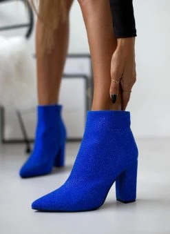 The Fashion Project Μποτάκια αστραγάλου με Strass - Μπλε