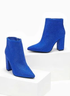 The Fashion Project Μποτάκια αστραγάλου με Strass - Μπλε -The Fashion Project κατάστημα mpotakia astragalou me strass 107068 b60o