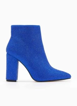 The Fashion Project Μποτάκια αστραγάλου με Strass - Μπλε -The Fashion Project κατάστημα mpotakia astragalou me strass 107068 btar