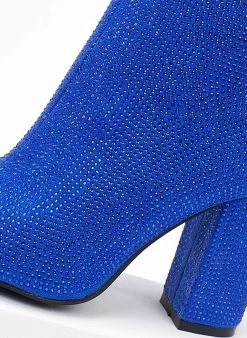 The Fashion Project Μποτάκια αστραγάλου με Strass - Μπλε -The Fashion Project κατάστημα mpotakia astragalou me strass 107068 svv3