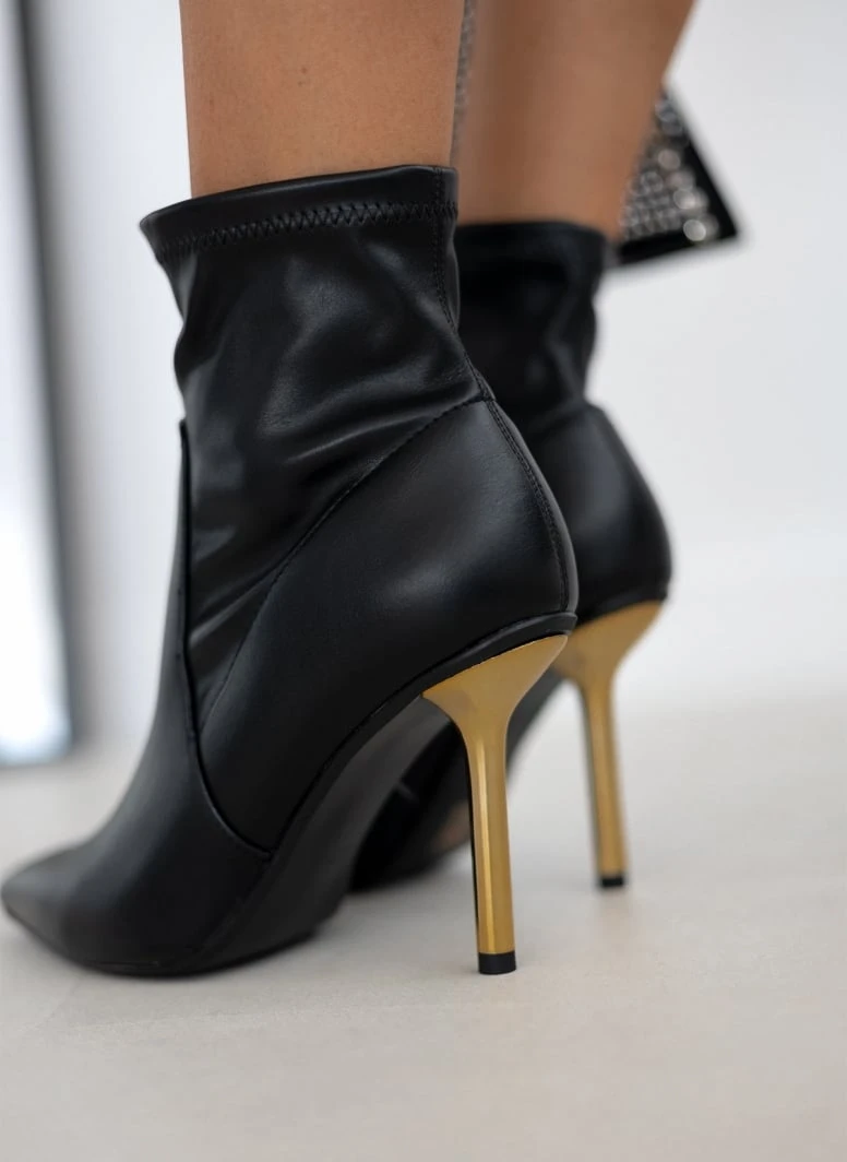 The Fashion Project Μποτάκια αστραγάλου με χρυσό μεταλλικό τακούνι - Μαύρο 7 The Fashion Project Μποτάκια αστραγάλου με χρυσό μεταλλικό τακούνι - Μαύρο - Image 7
