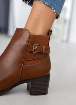 The Fashion Project Μποτάκια αστραγάλου με ζωνάκι χιαστί - Ταμπά -The Fashion Project κατάστημα mpotakia astragalou me zwnaki xiasti 105897 elwc