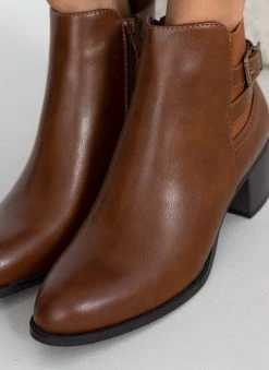 The Fashion Project Μποτάκια αστραγάλου με ζωνάκι χιαστί - Ταμπά -The Fashion Project κατάστημα mpotakia astragalou me zwnaki xiasti 105897 svja