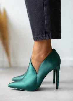 TFP Μποτάκια αστραγάλου σατέν με άνοιγμα - Σμαραγδί