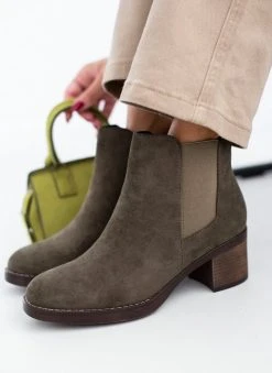 The Fashion Project Μποτάκια αστραγάλου Suede με λάστιχο - Χακί