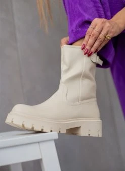 The Fashion Project Μποτάκια Biker με ψηλή τρακτερωτή σόλα - Μπεζ