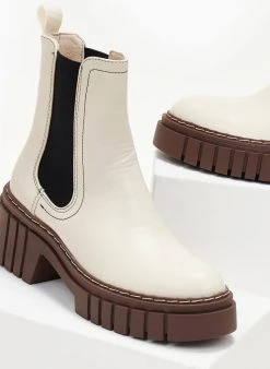 The Fashion Project Μποτάκια Chelsea με Chunky σόλα - Ζαχαρί -The Fashion Project κατάστημα mpotakia casual me chunky sola 105753 abaz