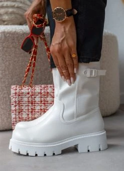 The Fashion Project Μποτάκια Biker με τρακτερωτή σόλα - Λευκό