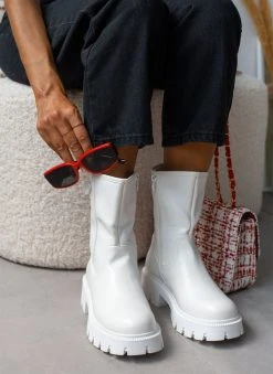 The Fashion Project Μποτάκια Biker με τρακτερωτή σόλα - Λευκό -The Fashion Project κατάστημα mpotakia casual me trakterwti sola 106149 fo0o