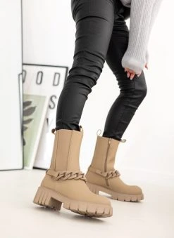 The Fashion Project Μποτάκια Chelsea ματ με αλυσίδα - Πούρο