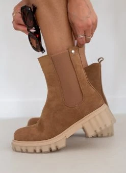The Fashion Project Μποτάκια Chelsea με Chunky σόλα - Κάμελ