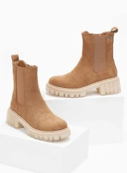 The Fashion Project Μποτάκια Chelsea με Chunky σόλα - Κάμελ -The Fashion Project κατάστημα mpotakia chelsea me chunky sola 109331 a8bx
