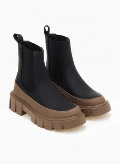 The Fashion Project Μποτάκια Chelsea με διχρωμία - Μαύρο -The Fashion Project κατάστημα mpotakia chelsea me dixrwmia 106910 t5vx