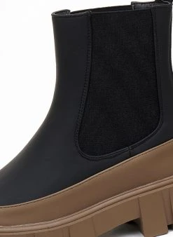 The Fashion Project Μποτάκια Chelsea με διχρωμία - Μαύρο -The Fashion Project κατάστημα mpotakia chelsea me dixrwmia 106910 ybi9