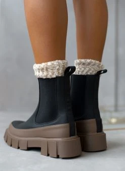 The Fashion Project Μποτάκια Chelsea με διχρωμία - Μαύρο -The Fashion Project κατάστημα mpotakia chelsea me dixrwmia 106910 z98i