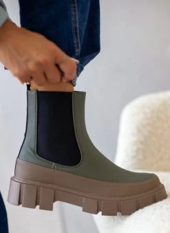 The Fashion Project Μποτάκια Chelsea με διχρωμία - Λαδί