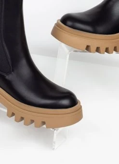 The Fashion Project Μποτάκια Chelsea με διχρωμία - Μαύρο/Μπεζ -The Fashion Project κατάστημα mpotakia chelsea me dixrwmia 109647 byny