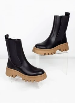 The Fashion Project Μποτάκια Chelsea με διχρωμία - Μαύρο/Μπεζ -The Fashion Project κατάστημα mpotakia chelsea me dixrwmia 109647 kouu