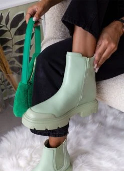 The Fashion Project Μποτάκια Chelsea με λάστιχο - Λαχανί -The Fashion Project κατάστημα mpotakia chelsea me lastixo 106105 v6zt