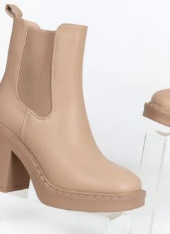 The Fashion Project Μποτάκια Chelsea με τακούνι - Τάουπε -The Fashion Project κατάστημα mpotakia chelsea me takouni 109557 atyf