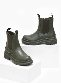 The Fashion Project Μποτάκια Chelsea με τρακτερωτή σόλα - Λαδί -The Fashion Project κατάστημα mpotakia chelsea me trakterwti sola 108751 uwel