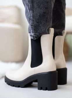 The Fashion Project Μποτάκια Chelsea με λάστιχο - Μπεζ -The Fashion Project κατάστημα mpotakia chelsea me xontro takouni 105642 z4eb