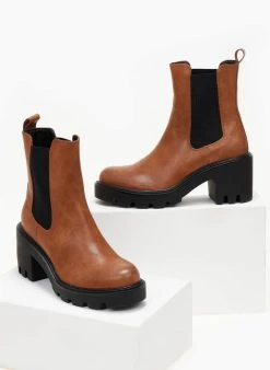 The Fashion Project Μποτάκια Chelsea με λάστιχο - Ταμπά -The Fashion Project κατάστημα mpotakia chelsea me xontro takouni 105643 l6il