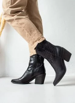 The Fashion Project Μποτάκια Cowboy με ανάγλυφο Pattern - Μαύρο