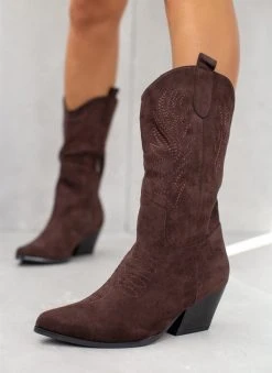TFP Μποτάκια Cowboy Suede με σχέδιο - Καφέ